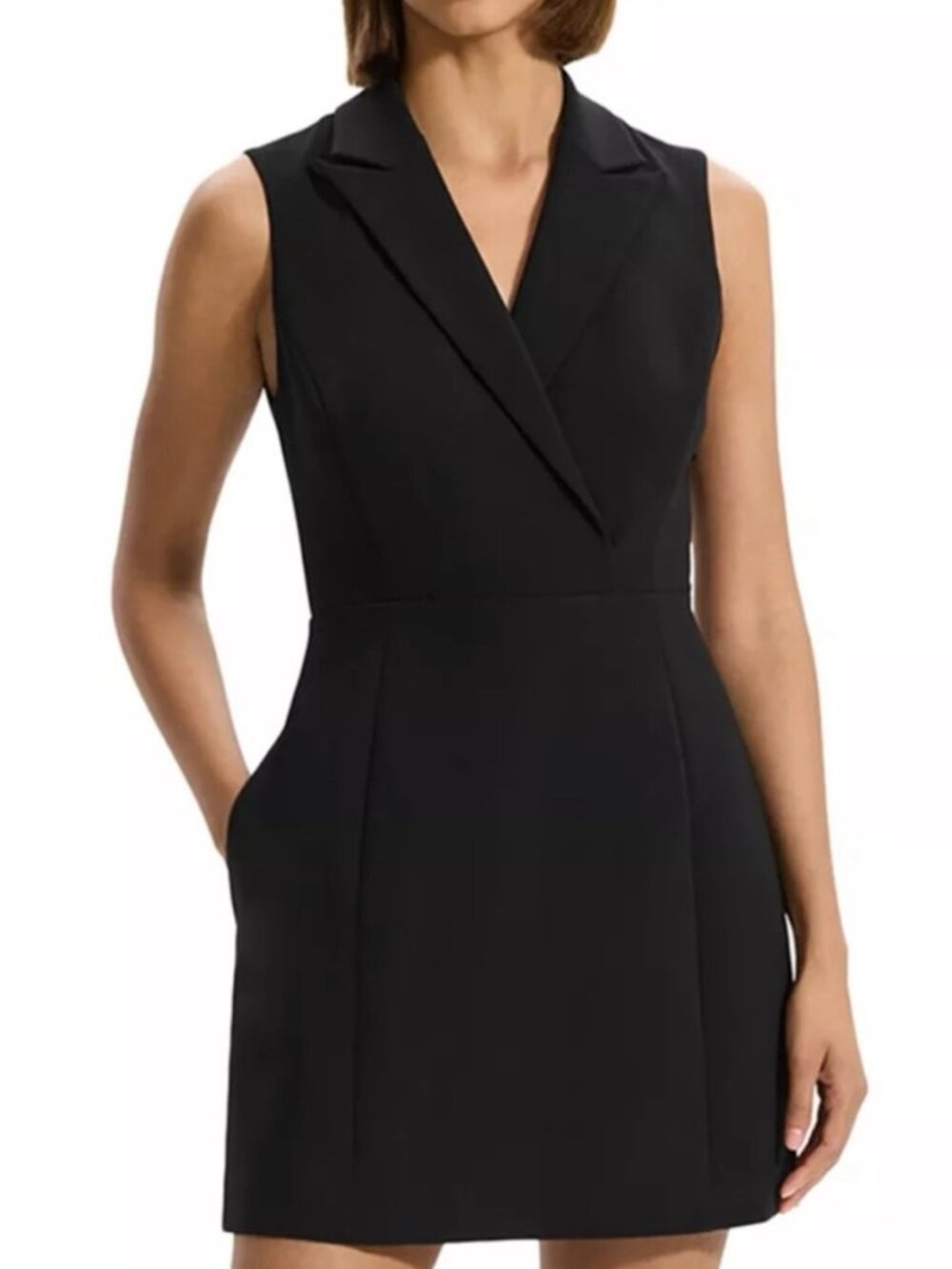 Theory Black Blazer Lapel Sleeveless Mini Dress
